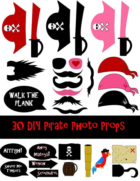 Instant Download Diy 30 Pirate Photo Booth Prop Set Etsy In 2021