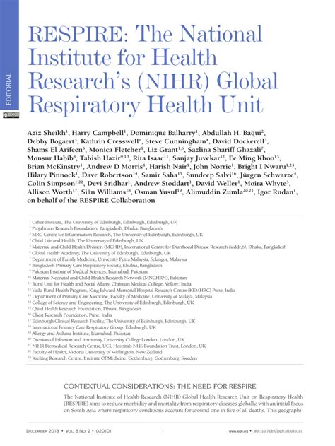 Pdf Respire The National Institute For Health Researchs Nihr