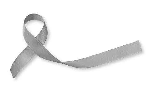 Brain Cancer Grey Color Awareness Ribbon Isolated On White Background