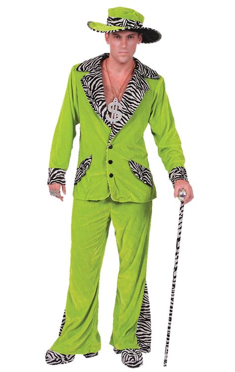 Orion Costumes Mens 70s Green Velvet Pimp Suit And Gangster Hat Fancy