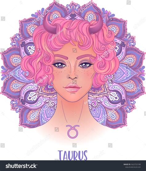 Drawing Taurus Astrological Sign Beautiful Girl Stock Vector Royalty