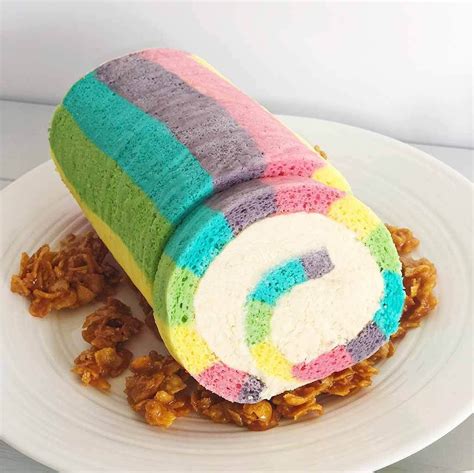 Rainbow Roll Cake Recipe | Cake roll recipes, Jelly roll cake, Rainbow cake roll recipe