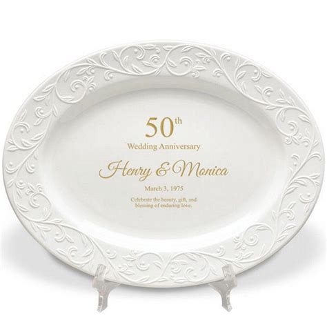 Golden wedding anniversary gifts for parents will show how much you care. Personalized 50th Wedding Anniversary white porcelain Oval ...