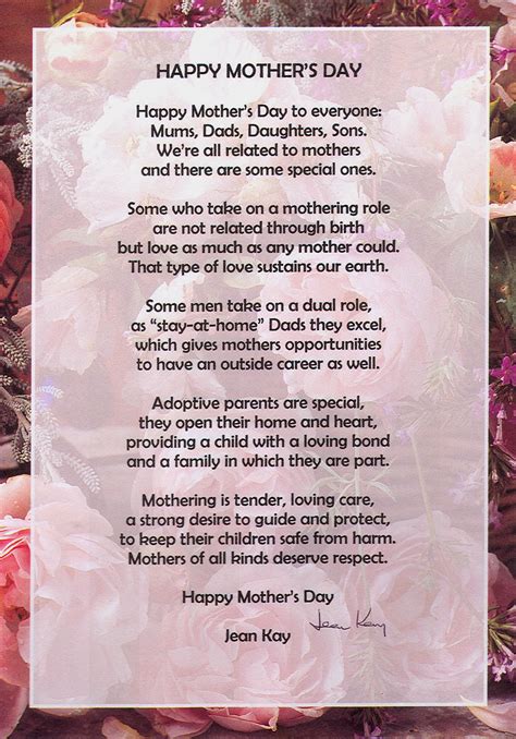HAPPY MOTHERS DAY - poem by Jean Kay | Happy mothers day poem, Mothers day poems, Happy mothers day