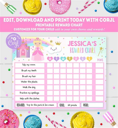 Girls Reward Chart Princess Reward Chart Kid Chore Chart Kids Images