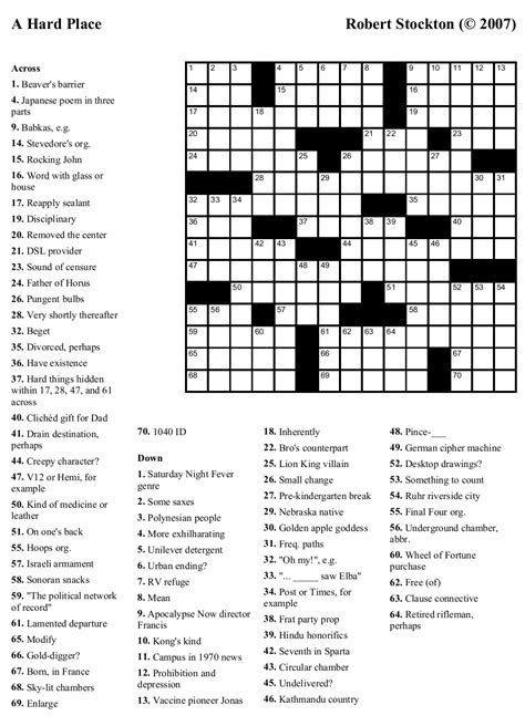 Printable Difficult Puzzles For Adults Printable Crossword Puzzles In