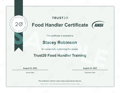 Food Handler Certificate Training Trust20