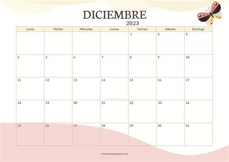 Calendarios Diciembre 2023 ️ Para Imprimir Pdf