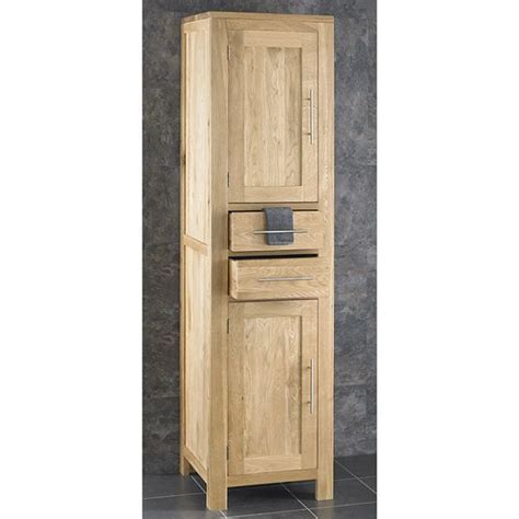 Alta Solid Oak 1800mm Tall Two Drawer Two Door Freestanding Bathroom