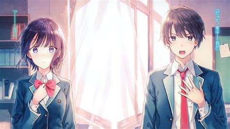 Download Cute Anime Couple In School Uniform Wallpaper