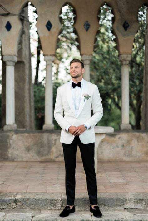 white tuxedo with black trousers