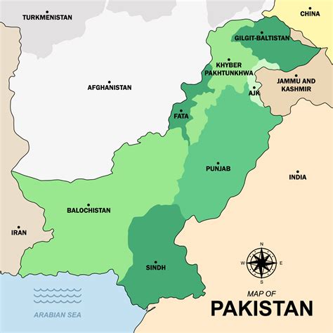Pakistan Map With States Name 18866393 Vector Art At Vecteezy
