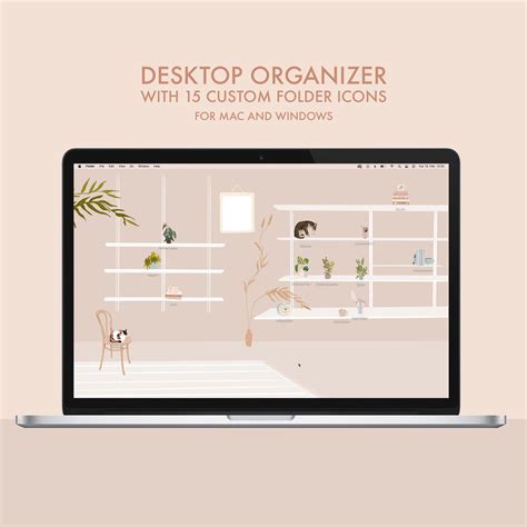 Desktop Wallpaper Organizer With Custom Icons Etsy