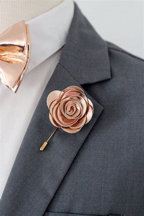 Rose Gold Flower Lapel Pinbow Tierose Gold Wedding Boutonniere