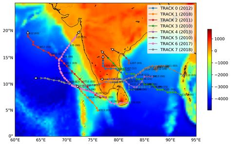 Plotting Track And Trajectory Of Tropical Cyclones On A Topographic Map