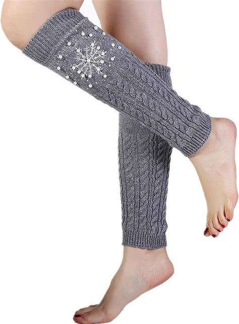 Rhinestone Snow Knitted Winter Leg Warmers For Women 80s Costumes Outfits Boots