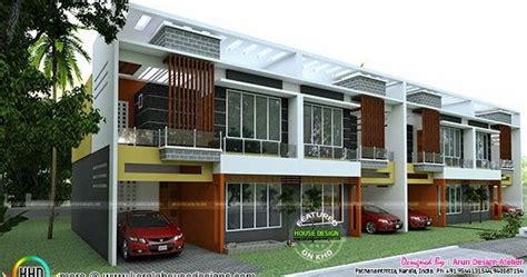 This collection of home designs with 1,200. Row house plan 1550 sq-ft - Kerala home design and floor ...