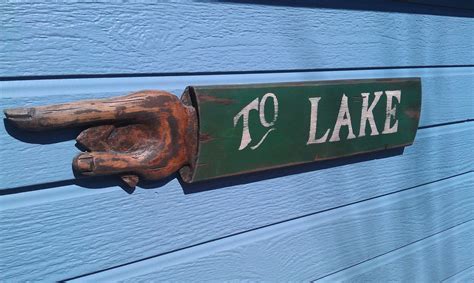 Hand Crafted Vintage Wood To Lake Sign 5000 Via Etsy With Images