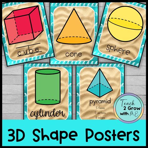 2d And 3d Shape Posters Under The Sea Ocean Theme Classroom Decor Set 6