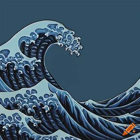 Dark Blue Japanese Waves On Craiyon