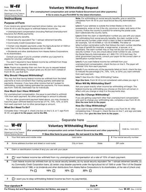 Get the tax forms that you need to file your taxes and perform your duties. IRS Form W-4V Download Printable PDF, Voluntary ...