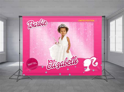 Barbie Doll Box Birthday Backdrop Add Your Photo Custom Pink Etsy