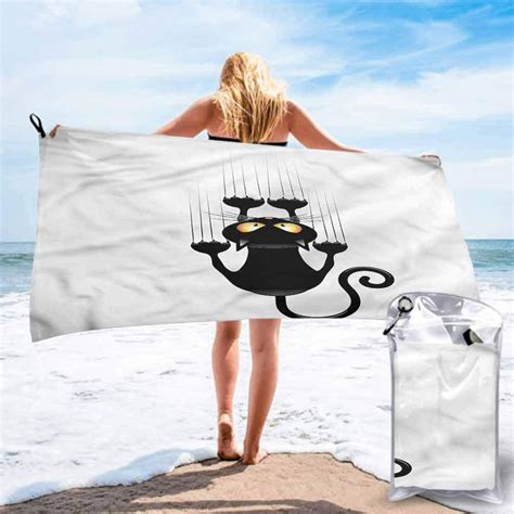 Ahuimin Beach Towels Funnynaughty Cat Scratching Wall 31 X 63
