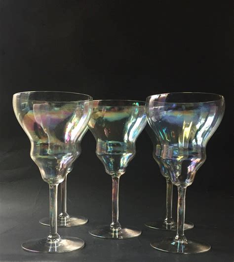 Crystal Wine Glasses Iridescent Crystal Stemware Set Of 4 Etsy