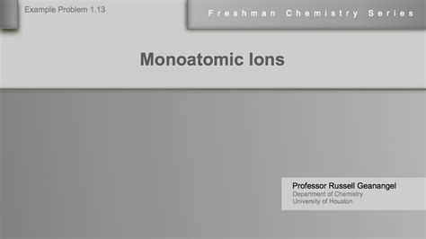 Chemistry Help Workshop Monoatomic Ions Youtube