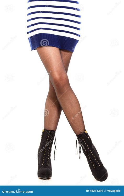 Winter Fashion Female Legs In Stylish Shoes Isolated Stock Image