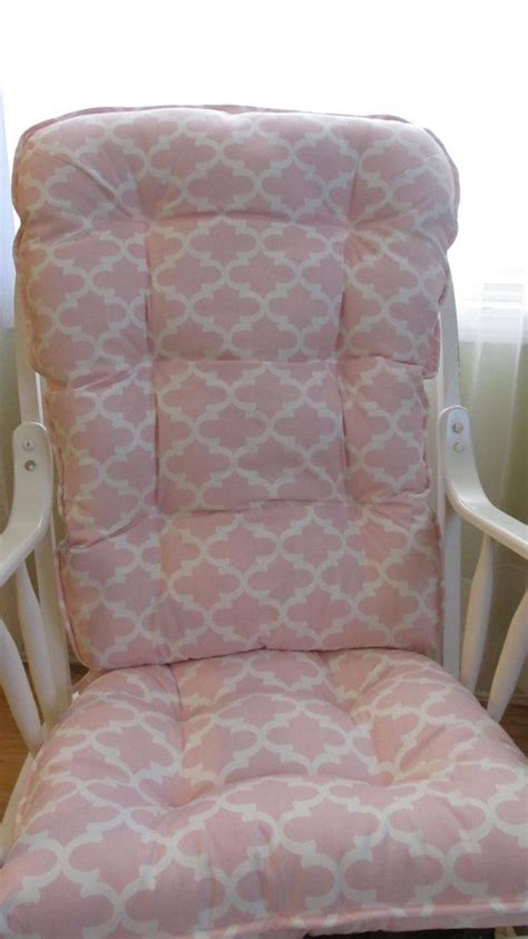 Rocking Chair Cushion Set Bella Pink Pastel White Quatrefoil Geometric