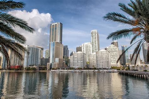 Downtown Miami Skyline And Buildings Reflections From Brickell K