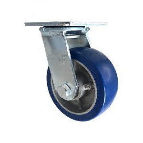 5 Blue Polyurethane On Aluminum Swivel Caster 900 Lbs Caster Connection