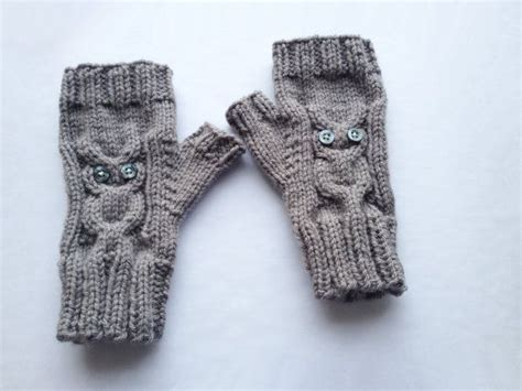Owl Gloves Fingerless Gloves Knitted Pattern Knitted Owl Fingerless