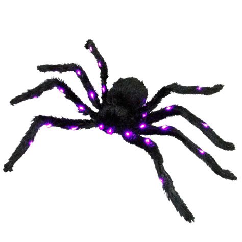 Halloween Haunters Giant 28 Scary Black Spider W Purple Lights Prop