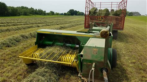Baling Small Square Bales With The John Deere 6300 And 328 Baler Youtube