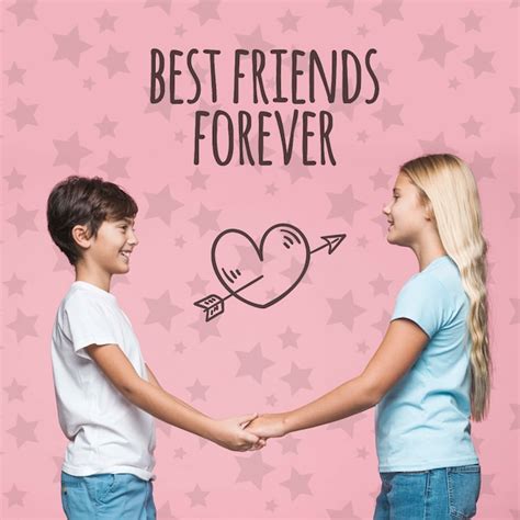Free Psd Best Friends Boy And Girl Mock Up