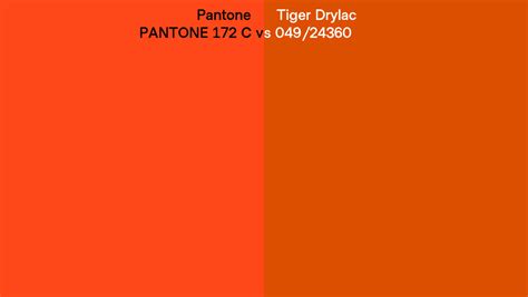 Pantone 172 C Vs Tiger Drylac 049 24360 Side By Side Comparison