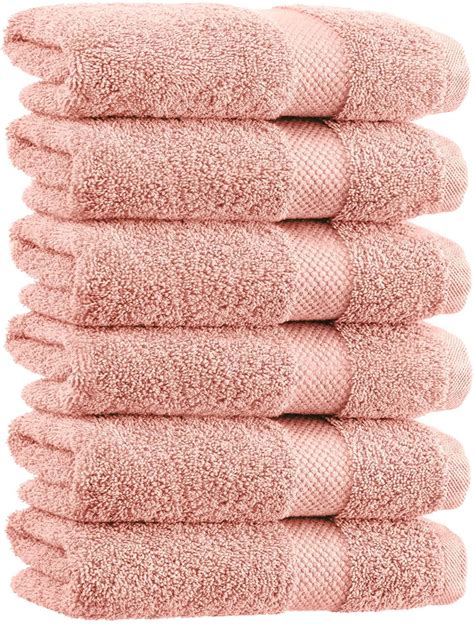 Luxury Pink Hand Towels Soft Cotton Absorbent Hotel Towel 6 Pack