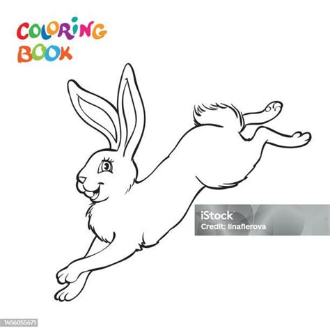 Buku Atau Halaman Mewarnai Gambar Garis Besar Dengan Ilustrasi Kelinci