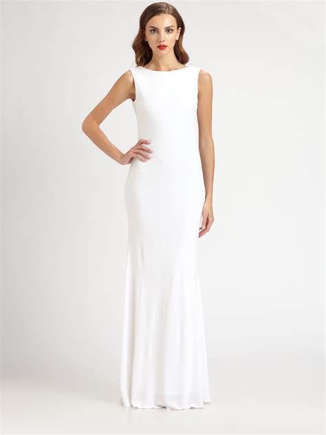 Lyst Badgley Mischka Beaded Jersey Gown In White