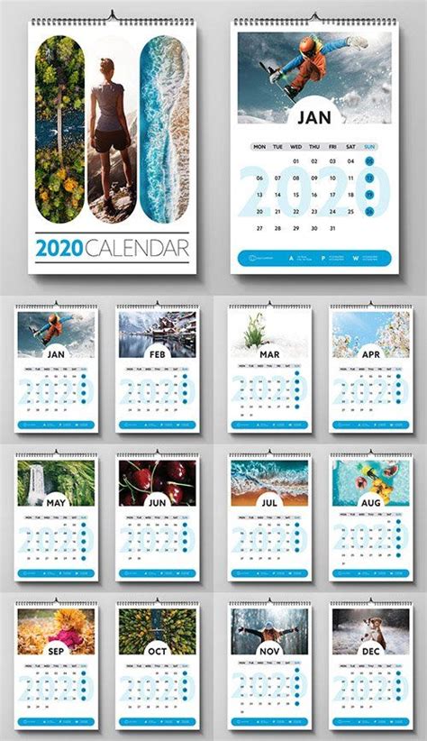 2020 Wall Calendar Layout Miscellaneous Templates Calendar Design