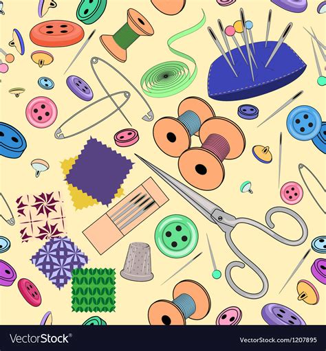 Seamless Pattern With Sewing Stuff Royalty Free Vector Image