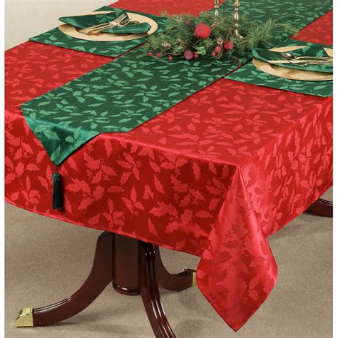 Lenox Holly Damask Christmas Tablecloth
