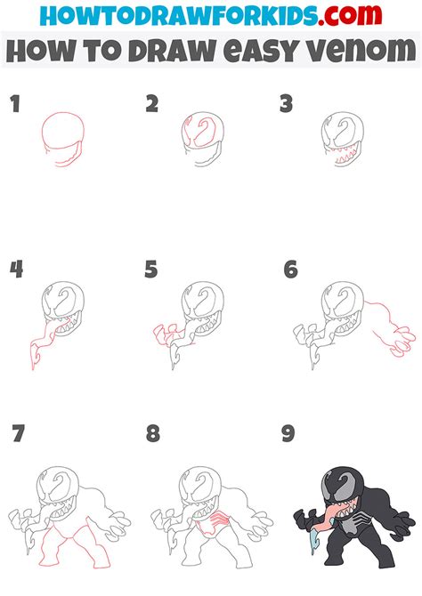How To Draw Easy Venom Easy Drawing Tutorial For Kids