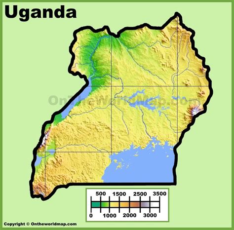 Map Of Uganda Showing Physical Features