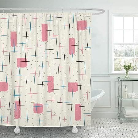 Amazon Com Semtomn Shower Curtain Mid Atomic Pink Pattern Century