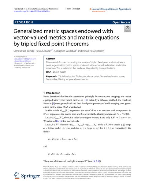 Pdf Generalized Metric Spaces Endowed With Vector Valued Metrics And