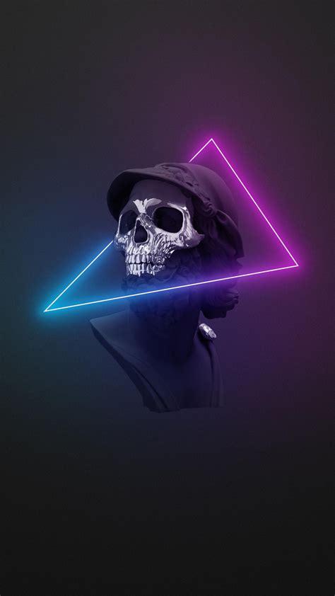 Skull Triangle Neon Mobile Wallpaper Hd Mobile Walls