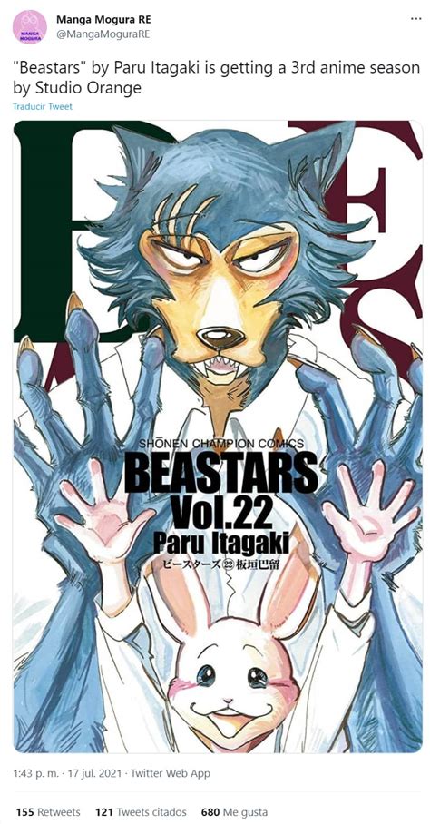 Beastars Anuncia Oficialmente Su Temporada 3 De Anime